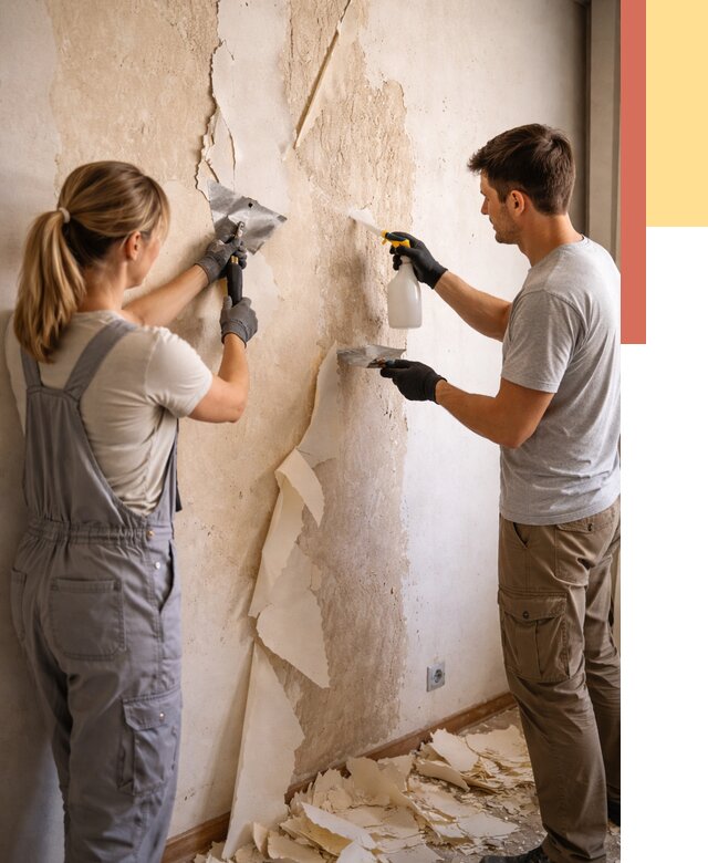 Снятие старых обоев в Переславле-Залесском от 5449 руб. под ключ недорого | ОТДЕЛОЧНИК-Прс