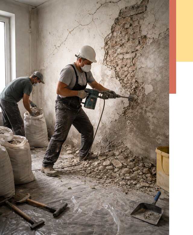 Демонтаж штукатурки со стен в Переславле-Залесском от 7473 руб/м² — быстро и недорого | ОТДЕЛОЧНИК-Прс