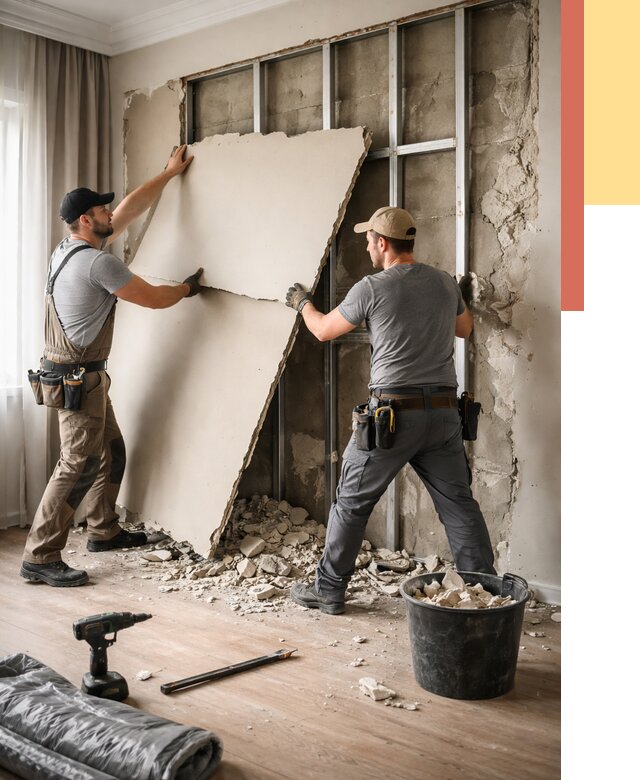 Демонтаж гипсокартона со стен в Переславле-Залесском от 363 руб. — услуги демонтажа | ОТДЕЛОЧНИК-Прс