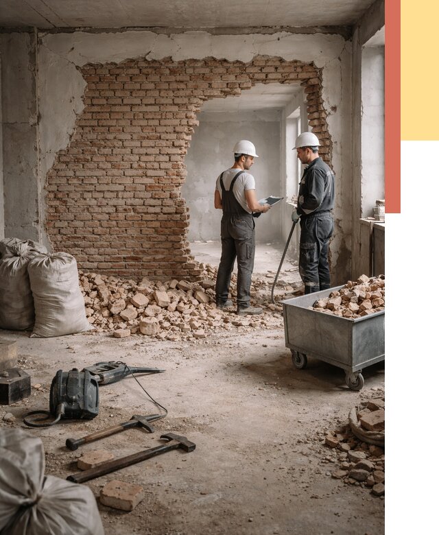 Демонтаж кирпичных стен в Переславле-Залесском от 4359 руб. — быстро, недорого, под ключ | ОТДЕЛОЧНИК-Прс