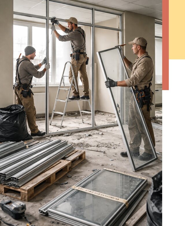 Демонтаж алюминиевых перегородок в Переславле-Залесском от 4359 руб. — быстро и недорого | ОТДЕЛОЧНИК-Прс