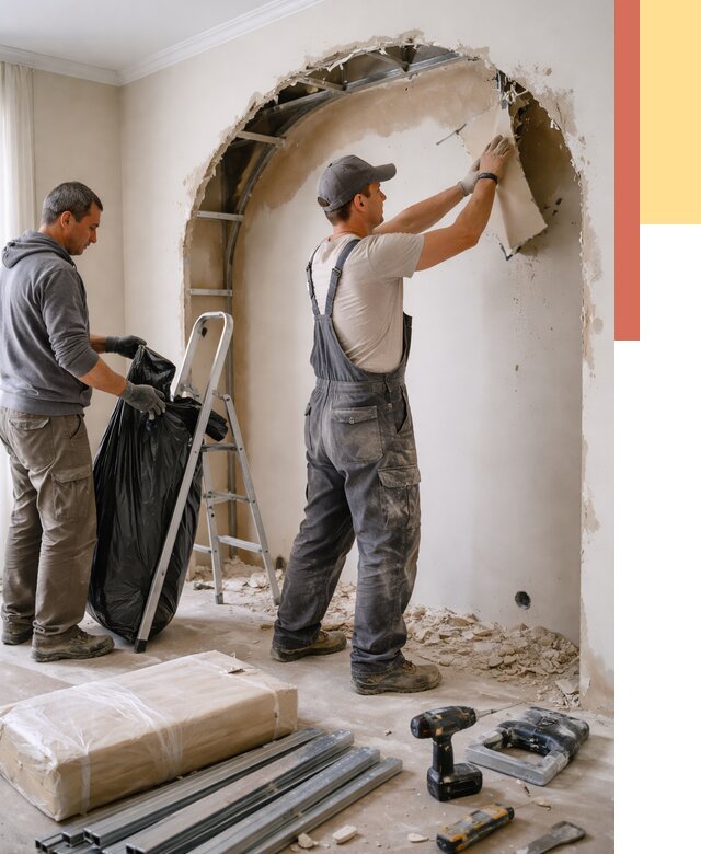 Демонтаж арки из гипсокартона в Переславле-Залесском от 3633 руб. — услуги под ключ | ОТДЕЛОЧНИК-Прс