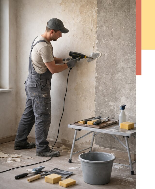 Очистка стен от клея в Переславле-Залесском от 1920 руб. — снятие и удаление клея со стен | ОТДЕЛОЧНИК-Прс