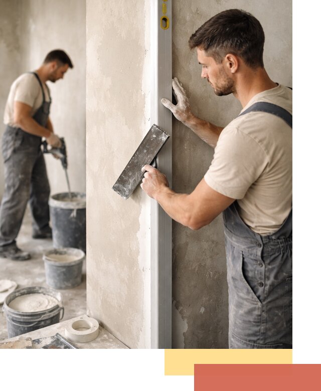 Выведение углов стен в Переславле-Залесском: монтаж и оштукатуривание