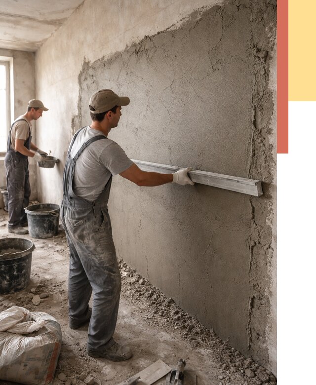 Цементная штукатурка стен в Переславле-Залесском от 4671 руб/м2 — быстро и недорого | ОТДЕЛОЧНИК-Прс