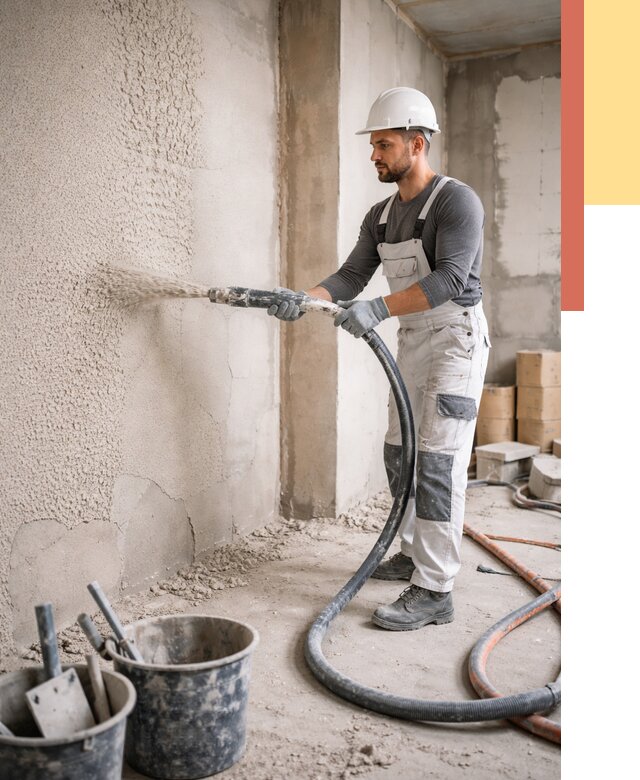 Машинная штукатурка стен в Переславле-Залесском под ключ от 6746 руб./м2 | ОТДЕЛОЧНИК-Прс