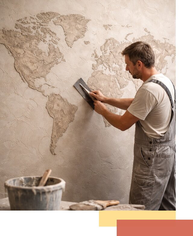 Декоративная штукатурка «Карта мира» под ключ в Переславле-Залесском