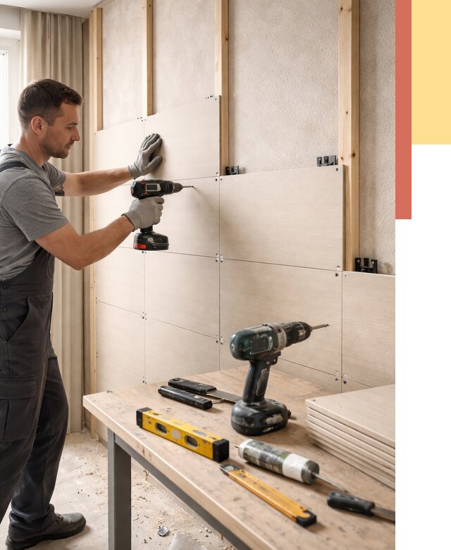 Монтаж МДФ панелей на стены в Переславле-Залесском от 1297 руб. под ключ | ОТДЕЛОЧНИК-Прс