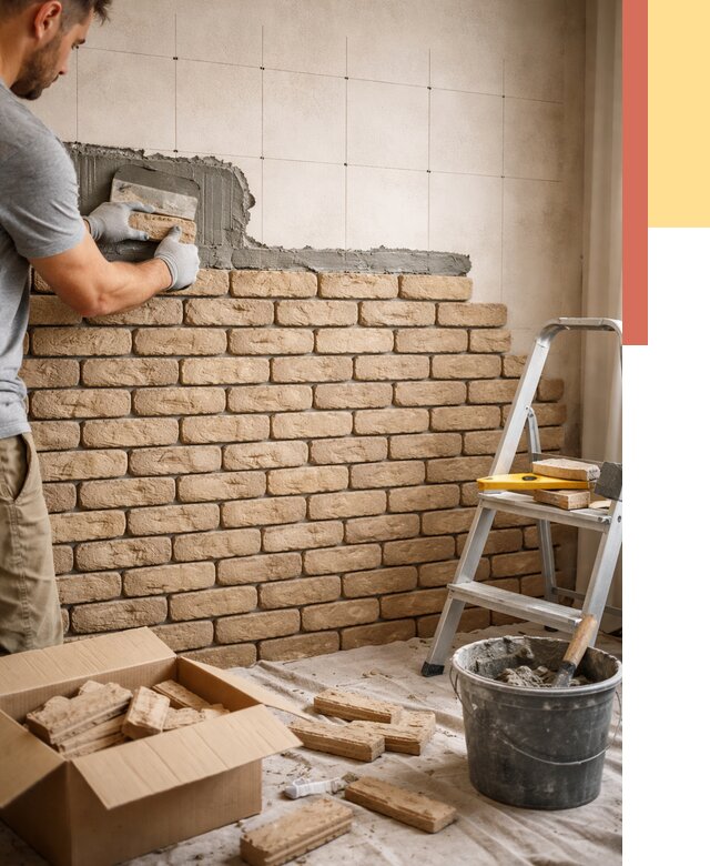 Монтаж декоративного кирпича в Переславле-Залесском от 3321 руб./м² — быстро и недорого | ОТДЕЛОЧНИК-Прс