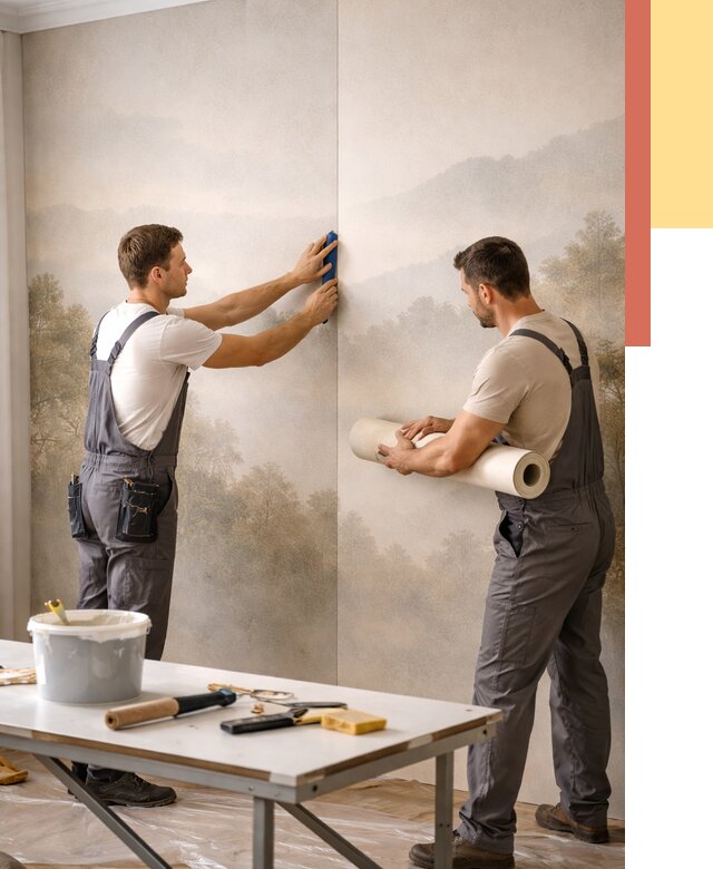 Поклейка фотообоев в Переславле-Залесском от 8822 руб/м² — быстро и недорого | ОТДЕЛОЧНИК-Прс