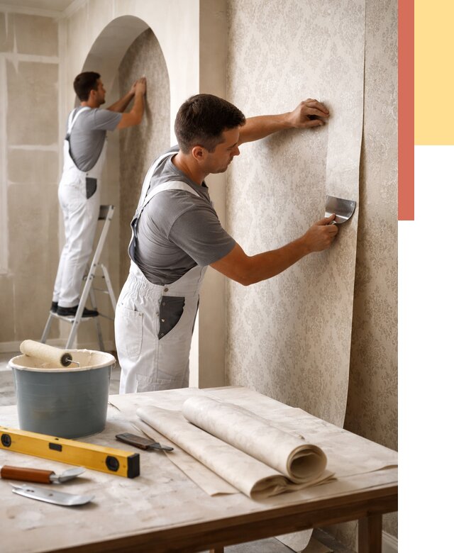 Поклейка обоев на сложные стены в Переславле-Залесском от 2906 руб. под ключ | ОТДЕЛОЧНИК-Прс