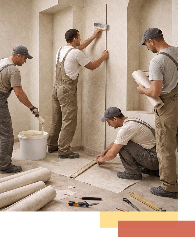 Поклейка обоев на сложные стены и неровные поверхности в Переславле-Залесском