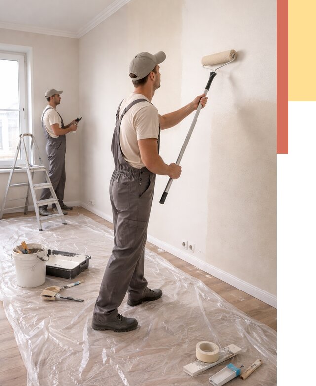 Покраска стен акриловой краской в Переславле-Залесском от 3633 руб./м² — быстро и недорого | ОТДЕЛОЧНИК-Прс