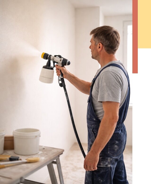 Покраска стен краскопультом в Переславле-Залесском от 7784 руб. — механизированная покраска | ОТДЕЛОЧНИК-Прс