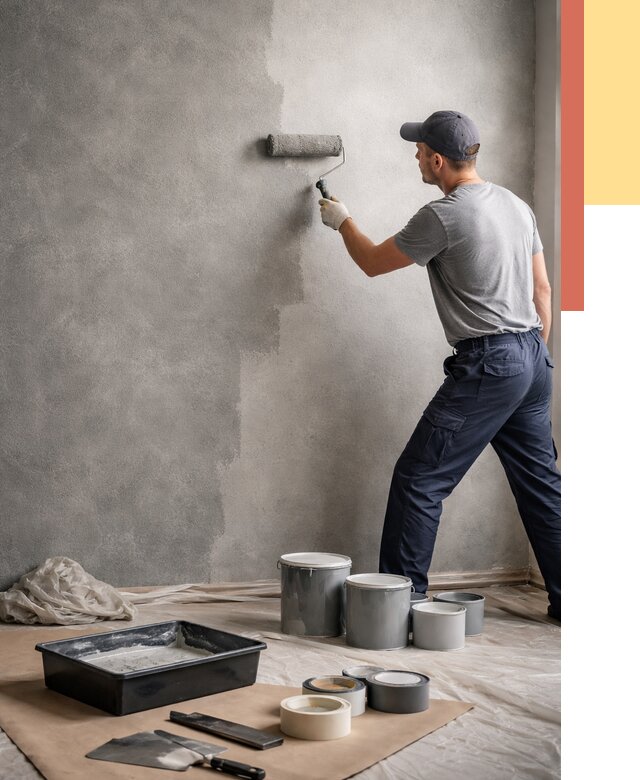 Покраска стен под бетон в Переславле-Залесском от 675 руб. за м2 — быстро и недорого | ОТДЕЛОЧНИК-Прс