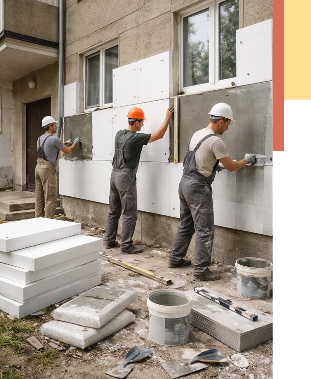 Утепление стен пенопластом в Переславле-Залесском от 1816 руб. — недорого и под ключ | ОТДЕЛОЧНИК-Прс