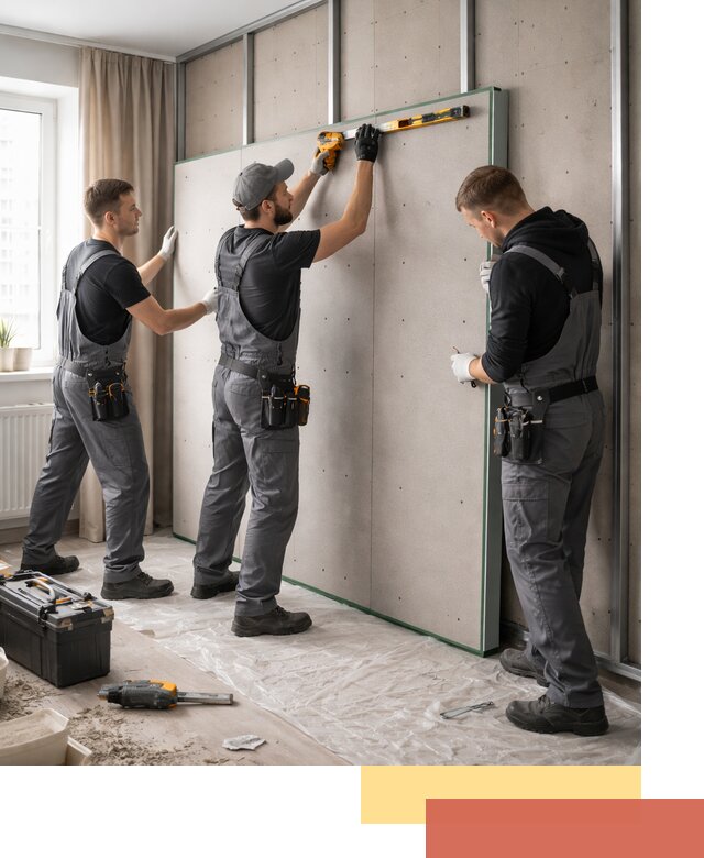 Шумоизоляция стен панелями ЗИПС в Переславле-Залесском для жилых и коммерческих помещений