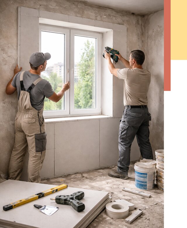 Монтаж откосов из гипсокартона в Переславле-Залесском от 4671 руб. под ключ | ОТДЕЛОЧНИК-Прс