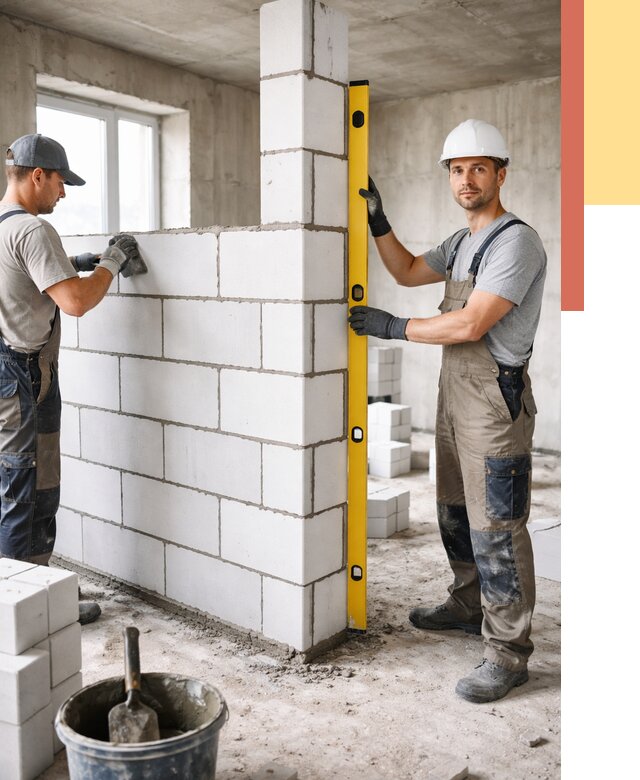 Кладка перегородок из пеноблока в Переславле-Залесском от 1868 руб. под ключ | ОТДЕЛОЧНИК-Прс