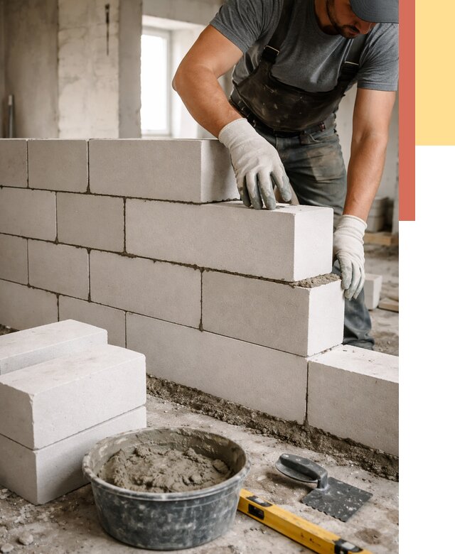 Кладка перегородок из силикатного блока в Переславле-Залесском от 4152 руб. под ключ | ОТДЕЛОЧНИК-Прс