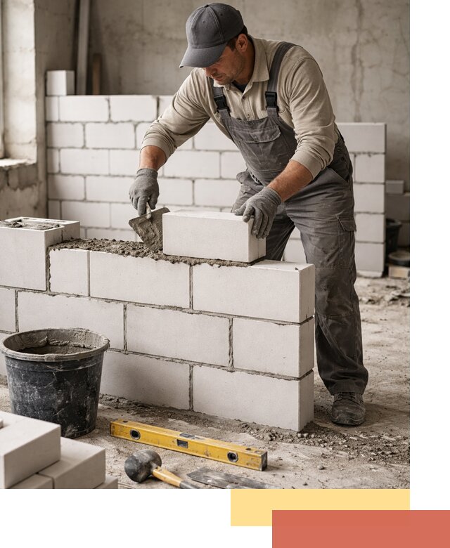 Кладка перегородок из силикатного блока в Переславле-Залесском