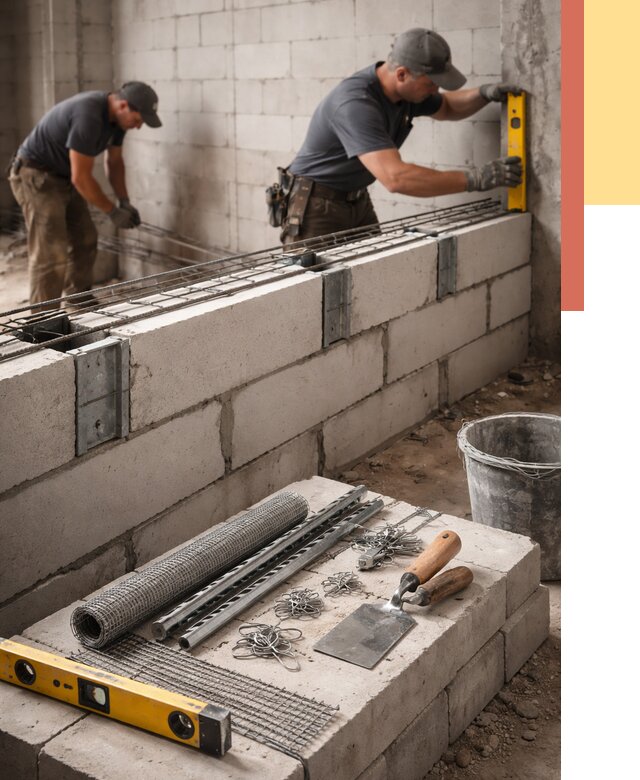 Армирование кладки перегородок в Переславле-Залесском от 778 руб. под ключ | ОТДЕЛОЧНИК-Прс
