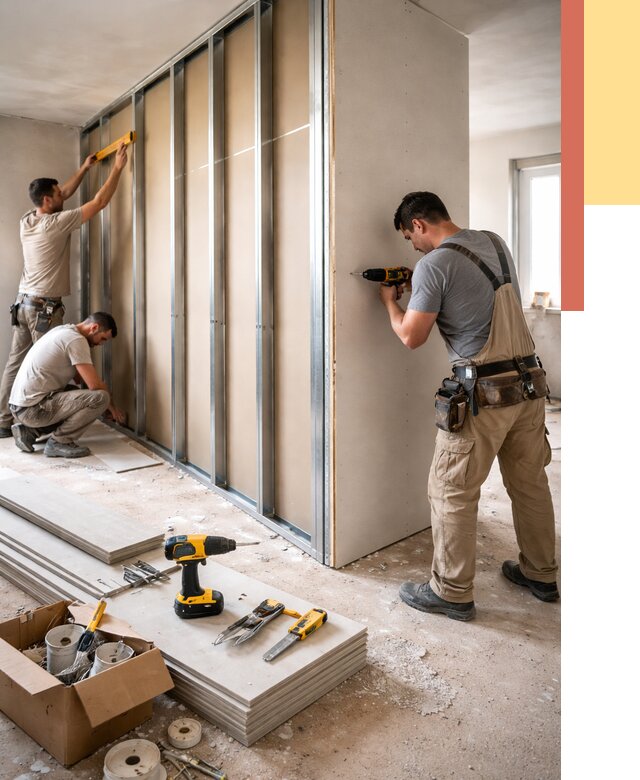 Монтаж однослойной перегородки из гипсокартона в Переславле-Залесском от 675 руб. | ОТДЕЛОЧНИК-Прс