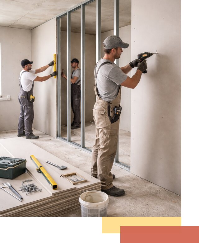 Однослойная перегородка из гипсокартона в Переславле-Залесском под ключ, монтаж и отделка