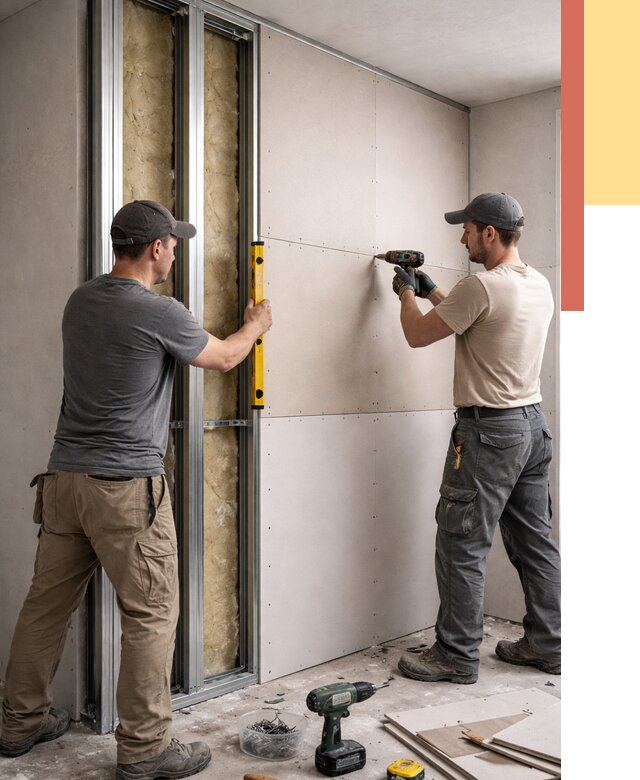 Монтаж двухслойной перегородки из гипсокартона в Переславле-Залесском от 1505 руб. | ОТДЕЛОЧНИК-Прс