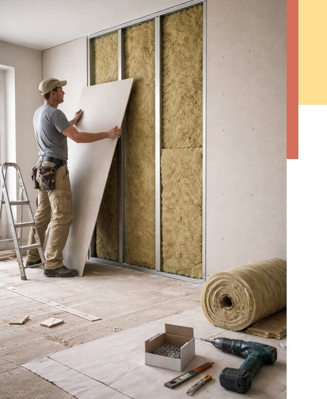 Перегородка из гипсокартона с шумоизоляцией в Переславле-Залесском от 3238 руб. | ОТДЕЛОЧНИК-Прс