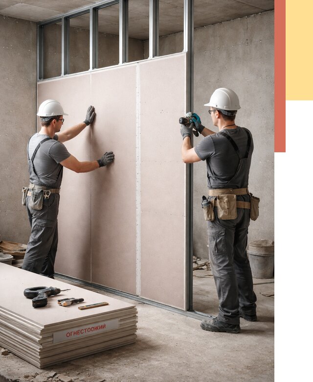 Перегородка из огнестойкого гипсокартона в Переславле-Залесском от 1920 руб. под ключ | ОТДЕЛОЧНИК-Прс