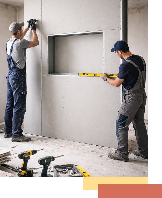 Перегородка из гипсокартона с нишей под декор в Переславле-Залесском