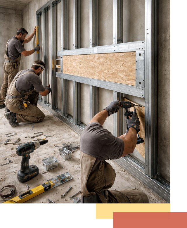 Усиленная перегородка для крепления тяжёлых конструкций в Переславле-Залесском