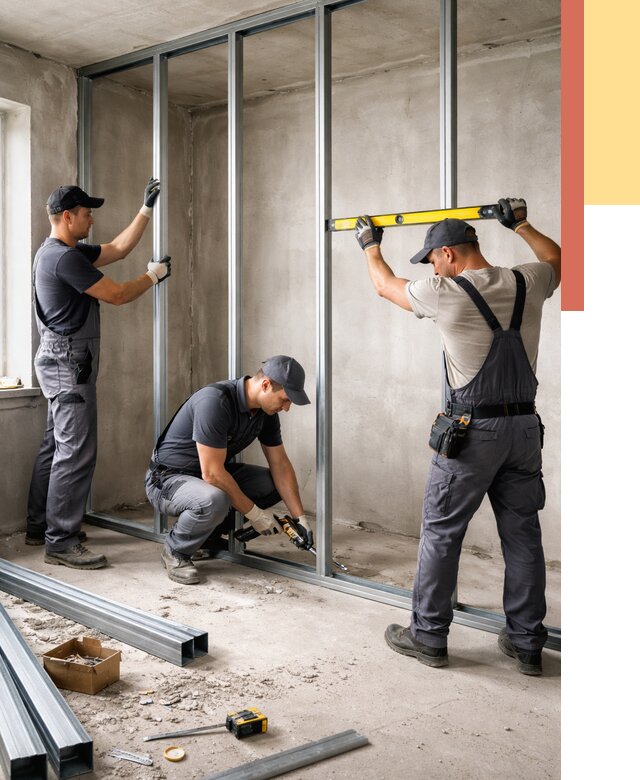 Монтаж каркаса перегородки из профиля в Переславле-Залесском от 778 руб. | ОТДЕЛОЧНИК-Прс