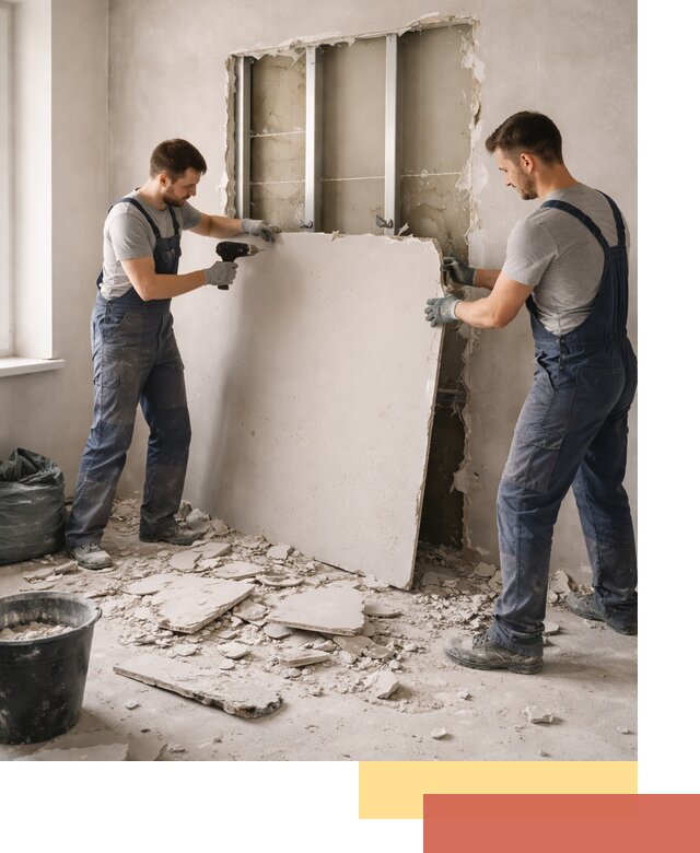 Демонтаж перегородки из гипсокартона в Переславле-Залесском быстрый и аккуратный