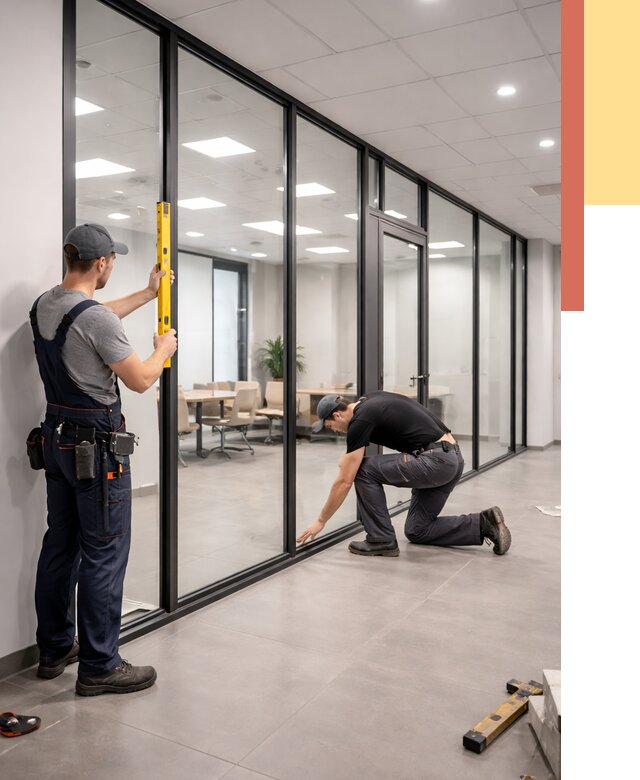 Каркасные стеклянные перегородки в Переславле-Залесском под ключ от 9549 руб. | ОТДЕЛОЧНИК-Прс