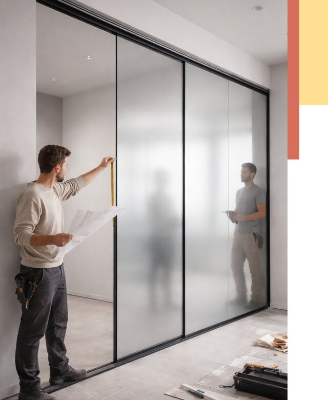 Матовые стеклянные перегородки в Переславле-Залесском от 8822 руб. — монтаж и установка | ОТДЕЛОЧНИК-Прс