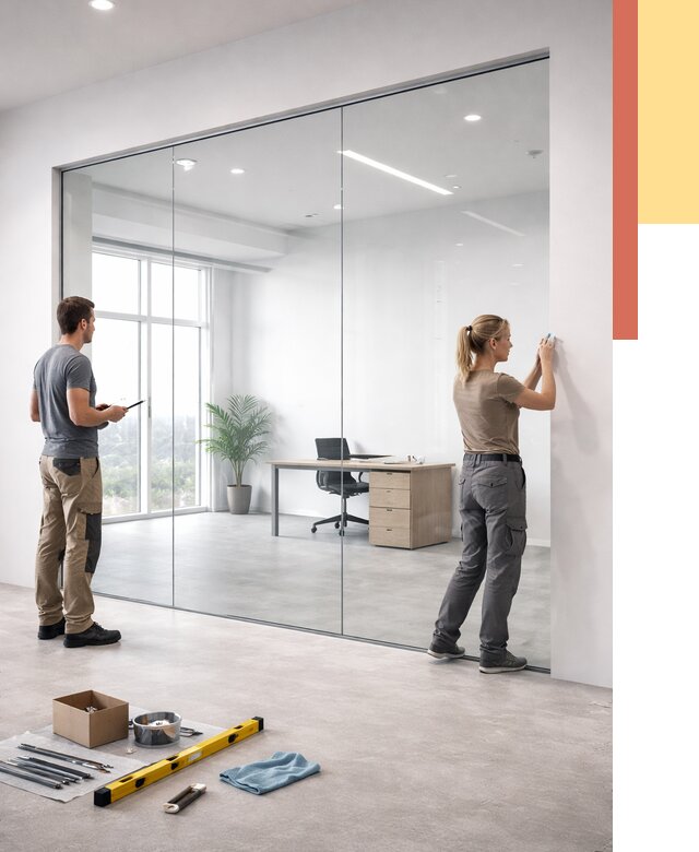 Перегородки из закаленного стекла в Переславле-Залесском от 9860 руб. под ключ | ОТДЕЛОЧНИК-Прс