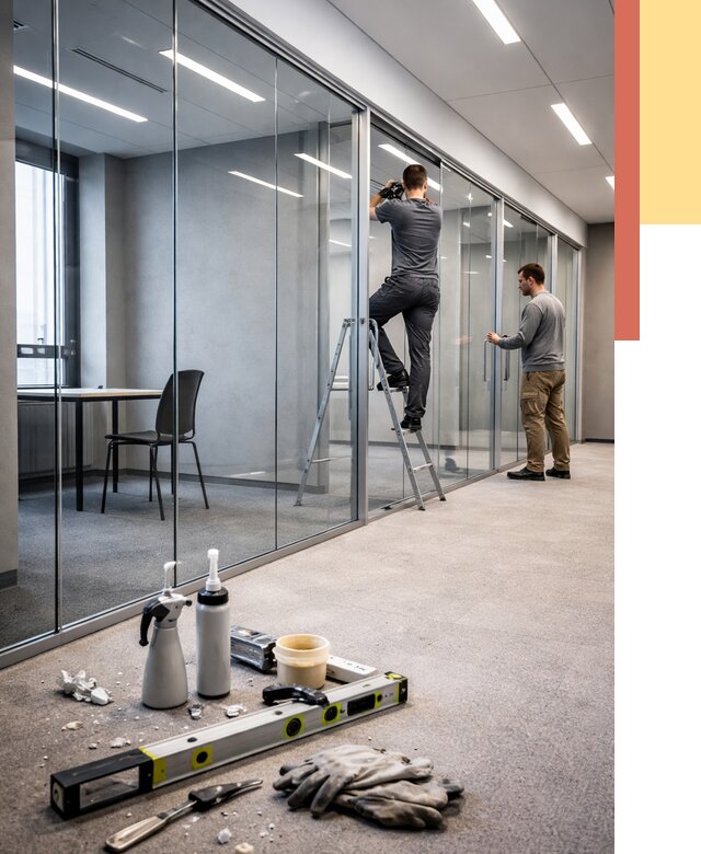 Стеклянные офисные перегородки в Переславле-Залесском от 8822 руб. — монтаж и установка | ОТДЕЛОЧНИК-Прс