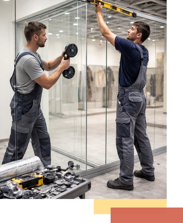 Стеклянные перегородки для магазинов в Переславле-Залесском — монтаж и установка