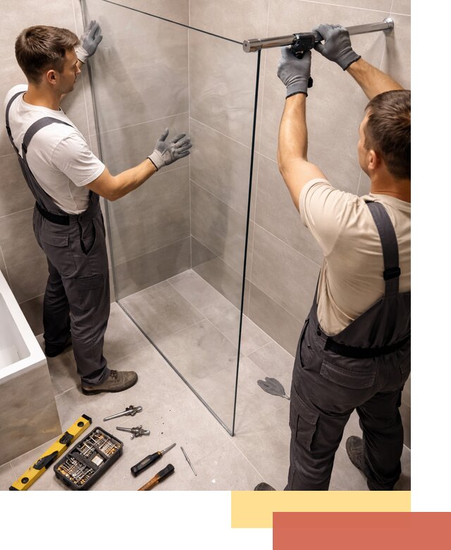 Стеклянные перегородки для душа в Переславле-Залесском — изготовление и монтаж