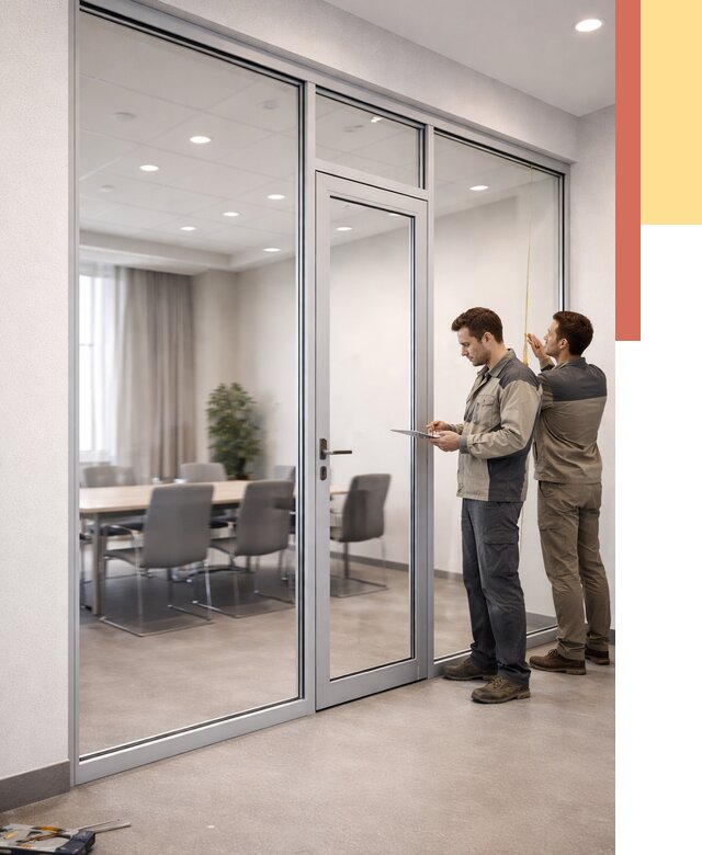 Установка и монтаж алюминиевых перегородок со стеклом в Переславле-Залесском от 8511 руб. | ОТДЕЛОЧНИК-Прс