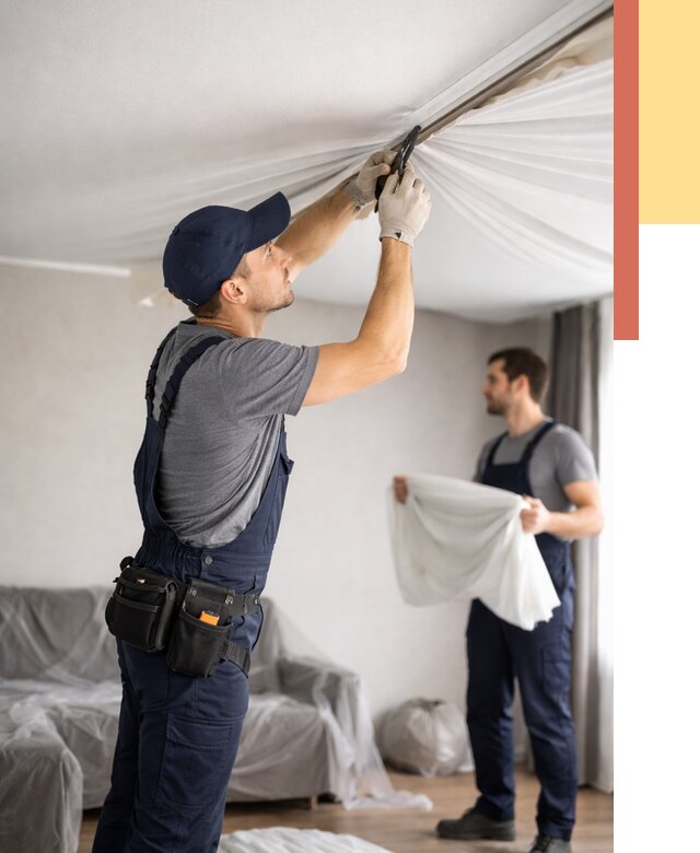 Демонтаж натяжного потолка в Переславле-Залесском от 4671 руб. — снятие и разбор под ключ | ОТДЕЛОЧНИК-Прс