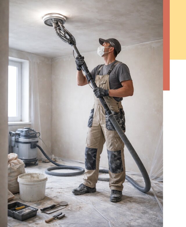 Шлифовка потолка в Переславле-Залесском от 3633 руб. — услуги шлифования потолка | ОТДЕЛОЧНИК-Прс