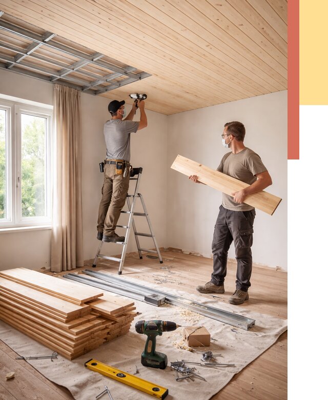 Монтаж потолка из вагонки в Переславле-Залесском от 6746 руб. | Быстро и недорого — ОТДЕЛОЧНИК-Прс