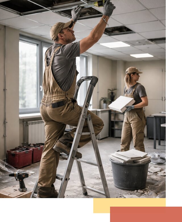 Ремонт потолка Армстронг и замена плит в Переславле-Залесском