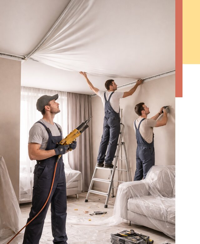 Установка натяжного потолка в Переславле-Залесском от 4671 руб. | Быстро и недорого — ОТДЕЛОЧНИК-Прс