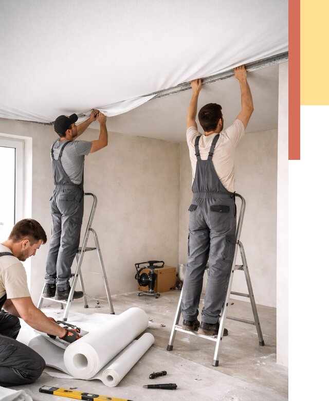 Монтаж тканевого натяжного потолка в Переславле-Залесском от 3633 руб. под ключ | ОТДЕЛОЧНИК-Прс