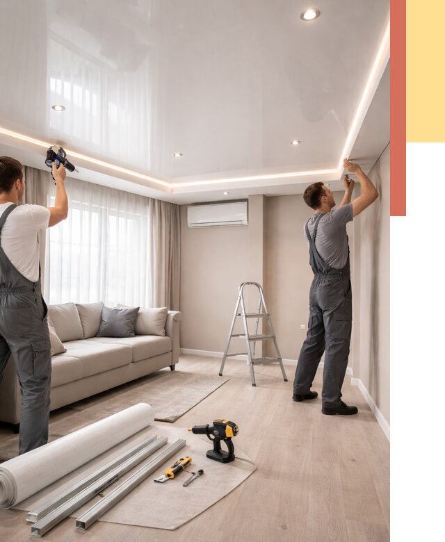 Монтаж глянцевого натяжного потолка в Переславле-Залесском от 778 руб. под ключ | ОТДЕЛОЧНИК-Прс