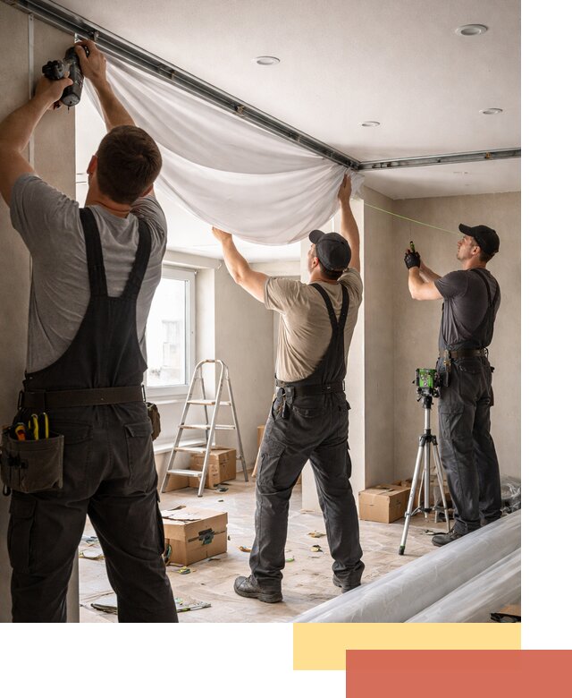 Монтаж парящего натяжного потолка под ключ в Переславле-Залесском